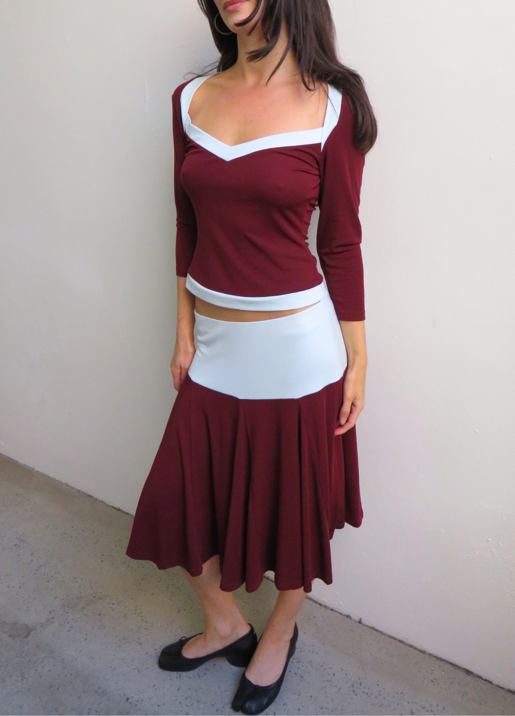 Sophia Midi Skirt - Maroon