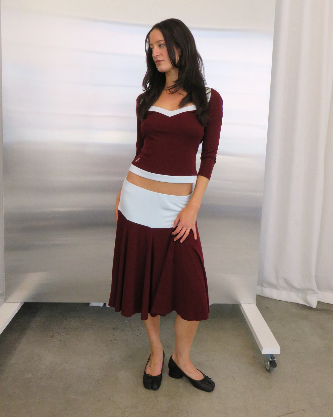 Sophia Midi Skirt - Maroon